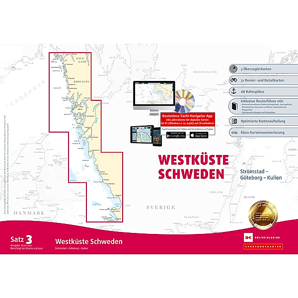 Sportbootkarten Satz 3: Westküste Schweden (Ausgabe 2020/2021), Team Technology Engineering + Marketing GmbH Dr. Dirk Blume