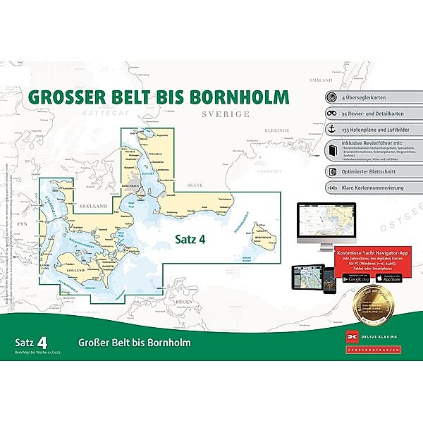 Sportbootkarten Satz 4: Großer Belt bis Bornholm (Ausgabe 2022), Team Technology Engineering+ Marketing GmbH Dr. Dirk Blume, Nautik Net Petra Blume