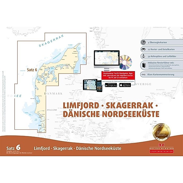 Sportbootkarten Satz 6: Limfjord - Skagerrak - Dänische Nordseeküste (berichtigt bis 01/2017)