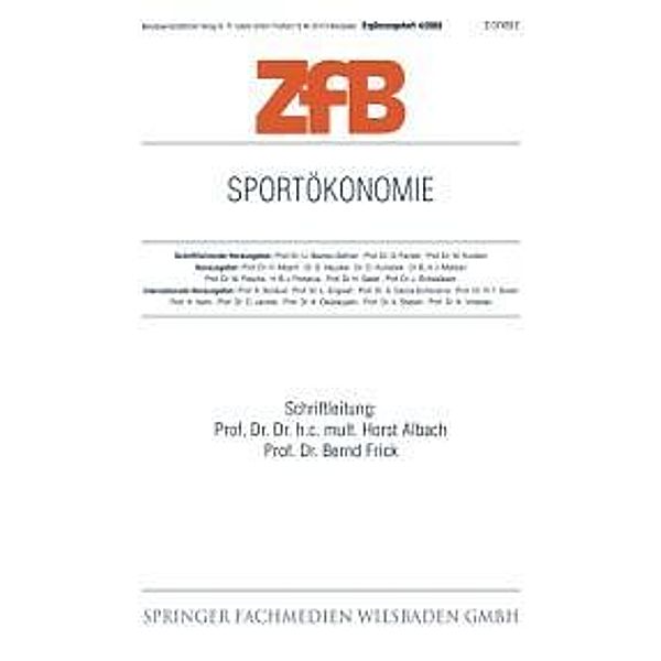 Sportökonomie / ZfB Special Issue Bd.4