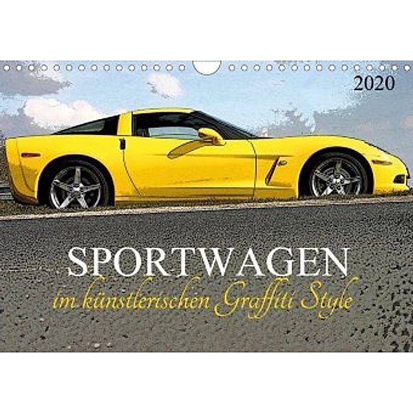 Sportwagen im künstlerischen Graffiti Style (Wandkalender 2020 DIN A4 quer)