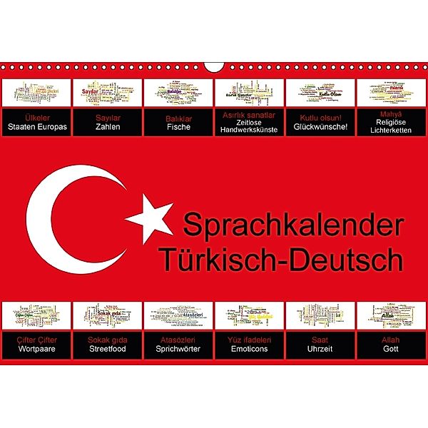 Sprachkalender Türkisch-Deutsch (Wandkalender 2018 DIN A3 quer) Dieser erfolgreiche Kalender wurde dieses Jahr mit gleic, Claus Liepke