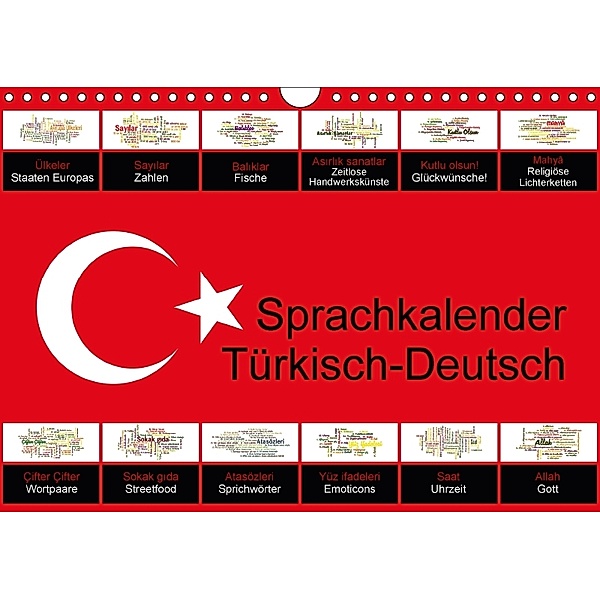 Sprachkalender Türkisch-Deutsch (Wandkalender 2018 DIN A4 quer) Dieser erfolgreiche Kalender wurde dieses Jahr mit gleic, Claus Liepke