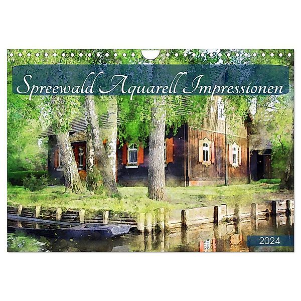 Spreewald Aquarell Impressionen (Wandkalender 2024 DIN A4 quer), CALVENDO Monatskalender, Anja Frost