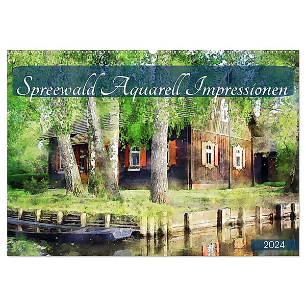 Spreewald Aquarell Impressionen (Wandkalender 2024 DIN A2 quer), CALVENDO Monatskalender, Anja Frost