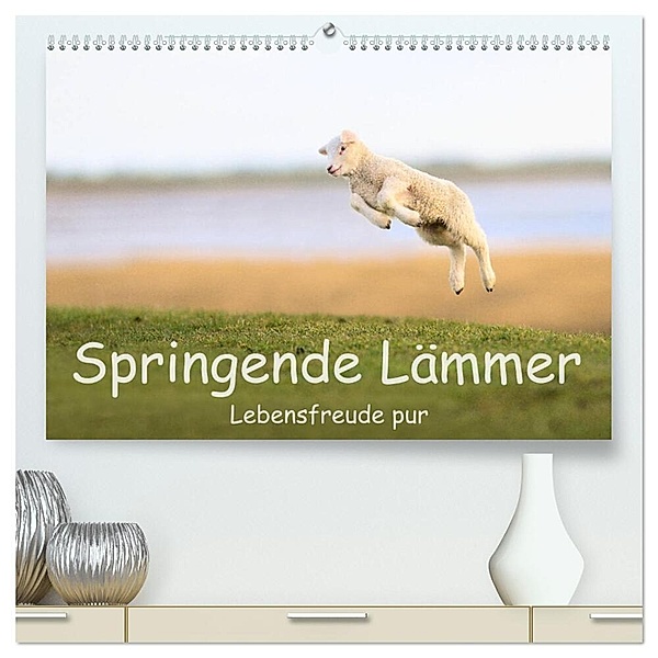 Springende Lämmer: Lebensfreude pur (hochwertiger Premium Wandkalender 2024 DIN A2 quer), Kunstdruck in Hochglanz, Elmar Weiss
