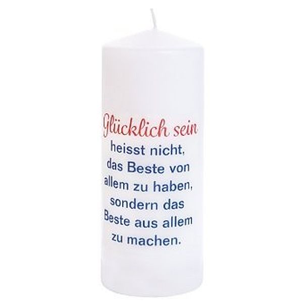 Spruchkerze Glücklich sein