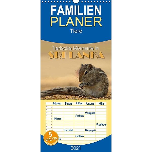 Sri Lanka - Tierische Momente - Familienplaner hoch (Wandkalender 2021 , 21 cm x 45 cm, hoch), Michael Matziol