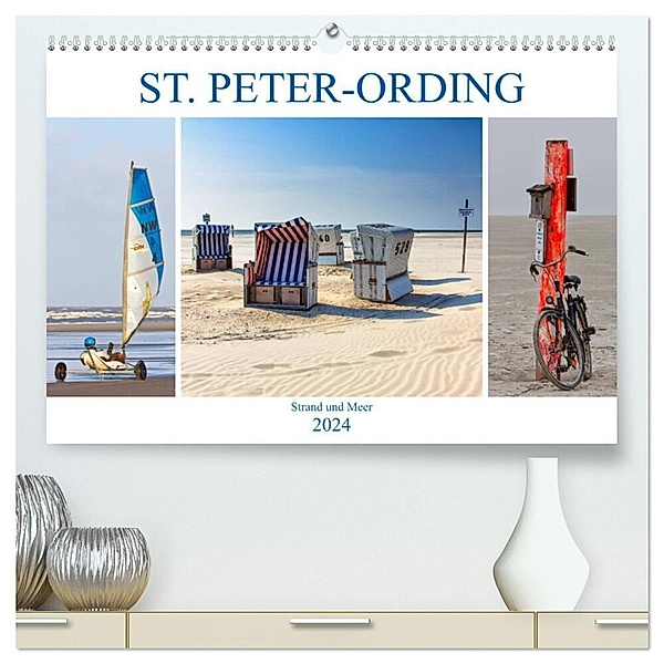 ST. PETER ORDING Strand und Meer (hochwertiger Premium Wandkalender 2024 DIN A2 quer), Kunstdruck in Hochglanz, Manuela Falke