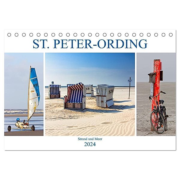 ST. PETER ORDING Strand und Meer (Tischkalender 2024 DIN A5 quer), CALVENDO Monatskalender, Manuela Falke