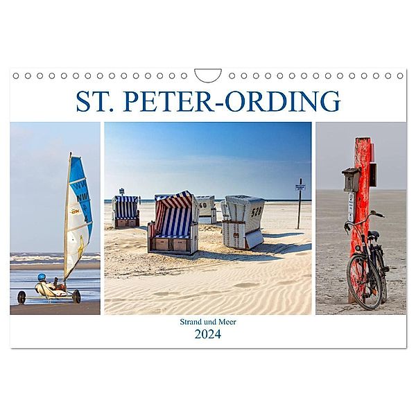 ST. PETER ORDING Strand und Meer (Wandkalender 2024 DIN A4 quer), CALVENDO Monatskalender, Manuela Falke
