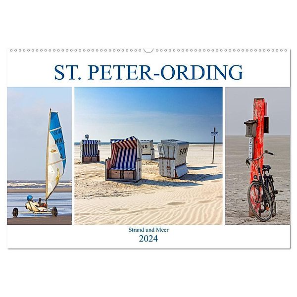 ST. PETER ORDING Strand und Meer (Wandkalender 2024 DIN A2 quer), CALVENDO Monatskalender, Manuela Falke