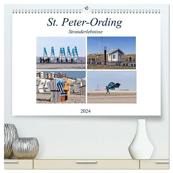 St. Peter-Ording Stranderlebnisse (hochwertiger Premium Wandkalender 2024 DIN A2 quer), Kunstdruck in Hochglanz, Manuela Falke