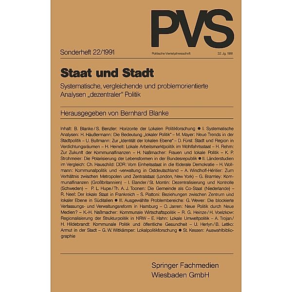 Staat und Stadt / Politische Vierteljahresschrift Sonderhefte Bd.22