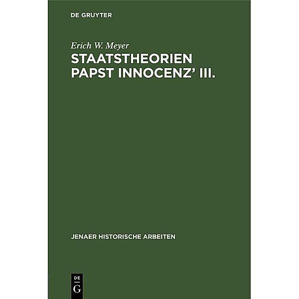 Staatstheorien Papst Innocenz' III., Erich W. Meyer