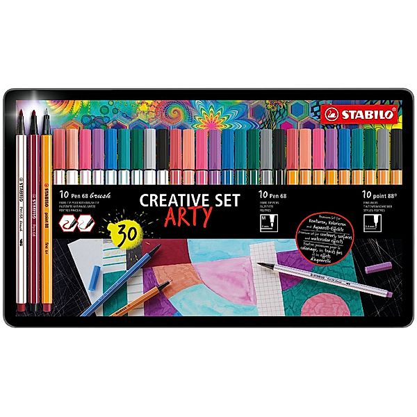 STABILO ARTY Kreativ 30er Metalletui (Pen 68/point 88/Pen 68 brush)