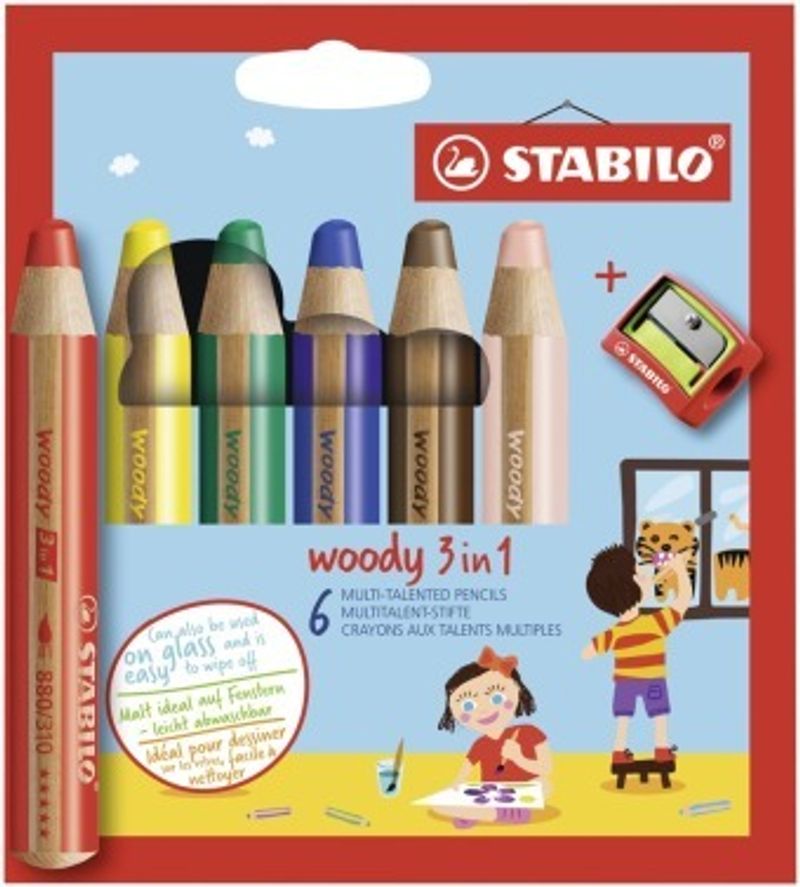 STABILO Woody 3 in 1, Multitalent-Stifte, 6er-Set inklusive Spitzer |  Weltbild.de
