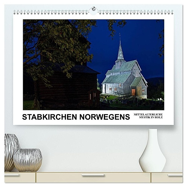 Stabkirchen Norwegens - Mittelalterliche Mystik in Holz (hochwertiger Premium Wandkalender 2024 DIN A2 quer), Kunstdruck in Hochglanz, Christian Hallweger