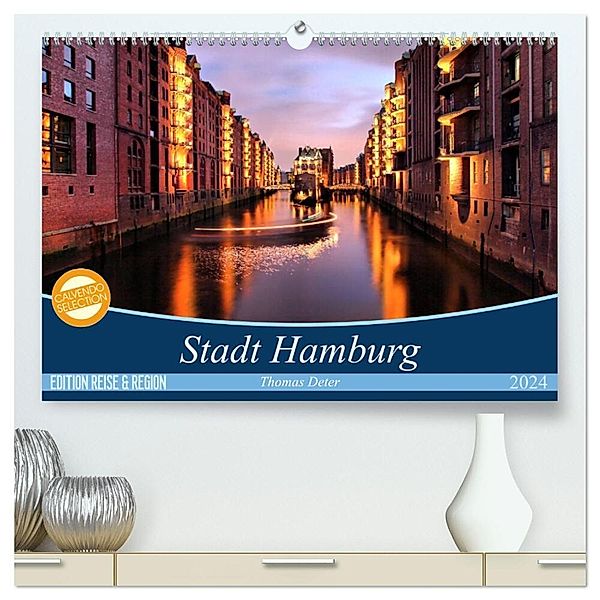 Stadt Hamburg (hochwertiger Premium Wandkalender 2024 DIN A2 quer), Kunstdruck in Hochglanz, © Thomas Deter