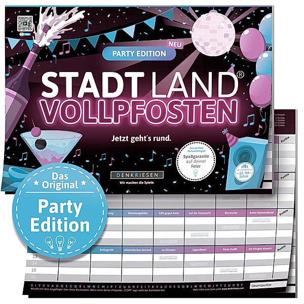D&R DENKRIESEN Stadt Land Vollpfosten - Denkriesen - Stadt Land Vollpfosten® - Party Edition Jetzt geht's rund (Spiel)