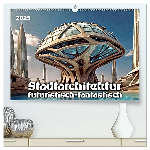 Stadtarchitektur, futuristisch-fantastisch (hochwertiger Premium Wandkalender 2025 DIN A2 quer), Kunstdruck in Hochglanz, Calvendo, Werner Braun