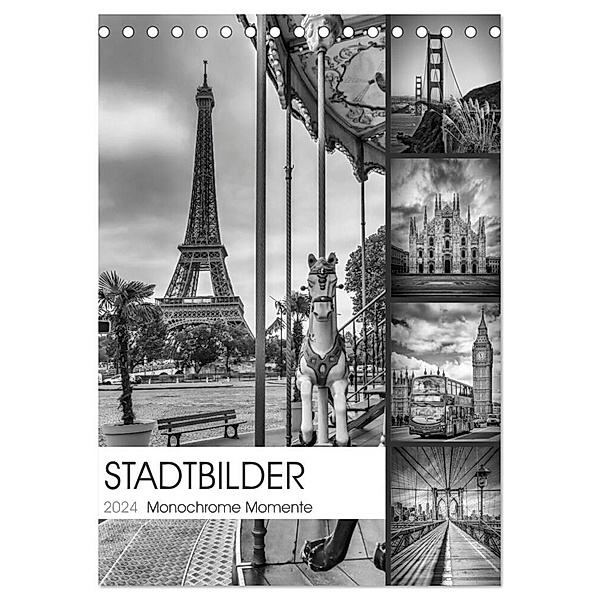 STADTBILDER Monochrome Momente (Tischkalender 2024 DIN A5 hoch), CALVENDO Monatskalender, Melanie Viola