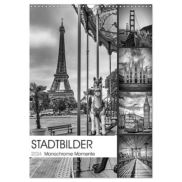STADTBILDER Monochrome Momente (Wandkalender 2024 DIN A3 hoch), CALVENDO Monatskalender, Melanie Viola