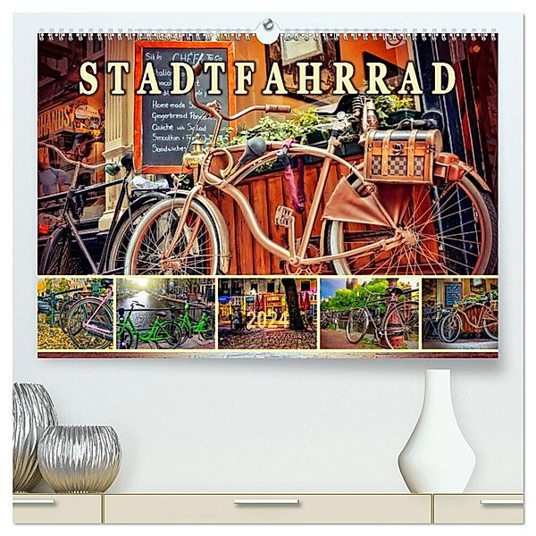 Stadtfahrrad (hochwertiger Premium Wandkalender 2024 DIN A2 quer), Kunstdruck in Hochglanz, Peter Roder