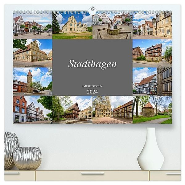 Stadthagen Impressionen (hochwertiger Premium Wandkalender 2024 DIN A2 quer), Kunstdruck in Hochglanz, Dirk Meutzner