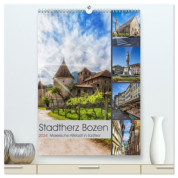 Stadtherz BOZEN (hochwertiger Premium Wandkalender 2024 DIN A2 hoch), Kunstdruck in Hochglanz, Melanie Viola