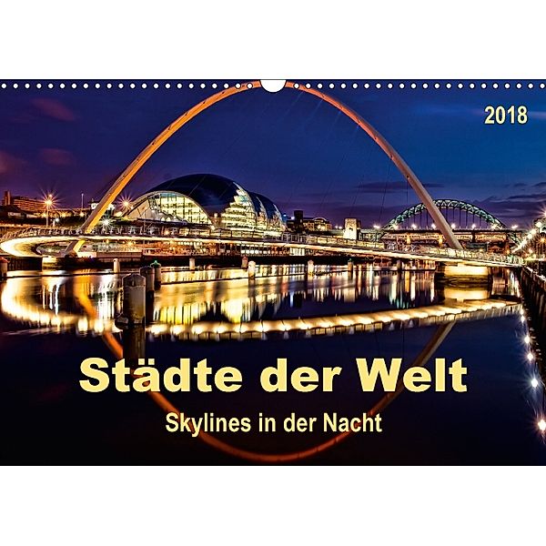 Städte der Welt - Skylines in der Nacht (Wandkalender 2018 DIN A3 quer), Peter Roder