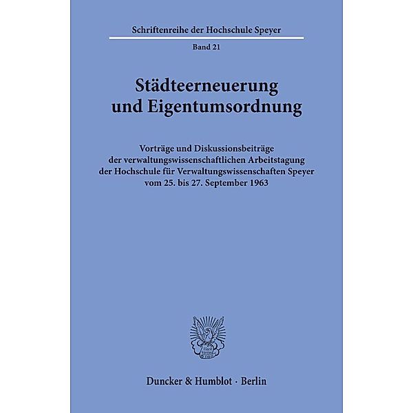 Städteerneuerung und Eigentumsordnung.