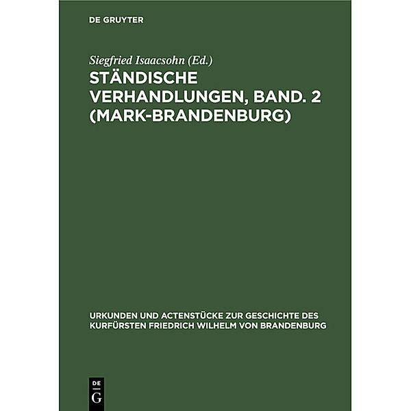 Ständische Verhandlungen, Band. 2 (Mark-Brandenburg)