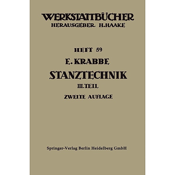 Stanztechnik / Werkstattbücher Bd.59, Erich Krabbe, Werner Malmberg