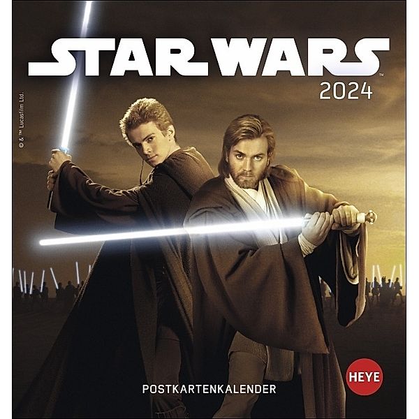 Star Wars Postkartenkalender 2024. Die besten Filmbilder aus den Star Wars Filmen im Postkartenformat. Kleiner Kalender zum Aufstellen oder Aufhängen. Tischkalender 2024.