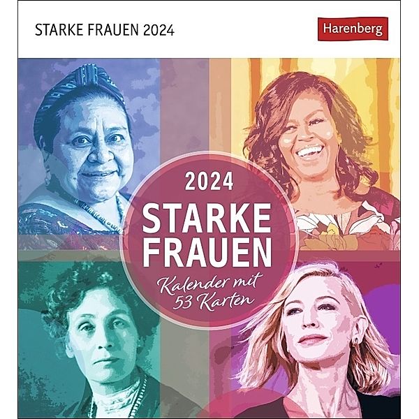 Starke Frauen Postkartenkalender 2024. Jede Woche ein kluges Zitat von mutigen Frauen! Kalender zum Aufstellen für die wöchentliche Portion Inspiration