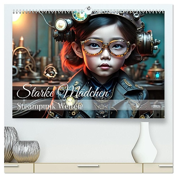 Starke Mädchen - Steampunk Welten (hochwertiger Premium Wandkalender 2024 DIN A2 quer), Kunstdruck in Hochglanz, Calvendo, Drachenkind-Fotografie
