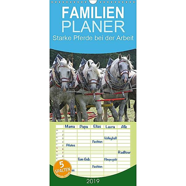 Starke Pferde bei der Arbeit - Familienplaner hoch (Wandkalender 2019 , 21 cm x 45 cm, hoch), Antje Lindert-Rottke