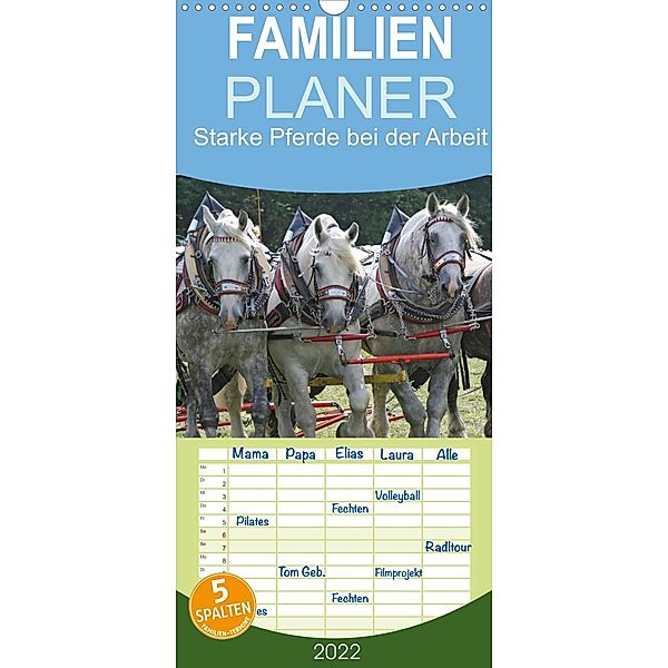 Starke Pferde bei der Arbeit - Familienplaner hoch (Wandkalender 2022 , 21 cm x 45 cm, hoch), Antje Lindert-Rottke