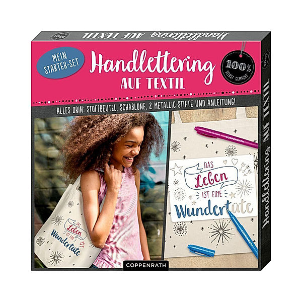 COPPENRATH VERLAG Starter-Set HANDLETTERING AUF TEXTIL 5-teilig