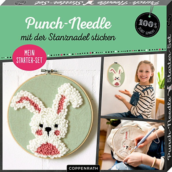 COPPENRATH VERLAG Starter-Set PUNCH-NEEDLE – HÄSCHEN 8-teilig