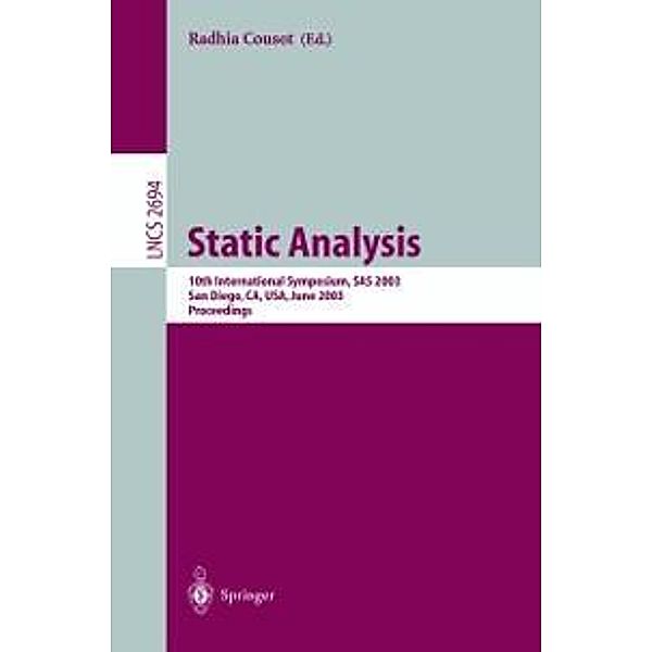 Static Analysis / Lecture Notes in Computer Science Bd.2694