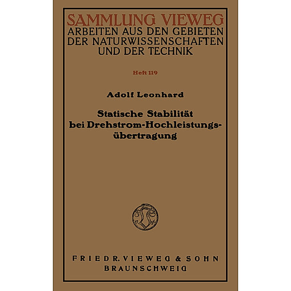 Statische Stabilität bei Drehstrom-Hochleistungsübertragung, Adolf Leonhard