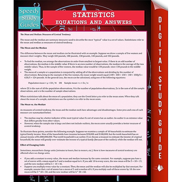 Statistics Equations And Answers (Speedy Study Guide) / Dot EDU, Speedy Publishing