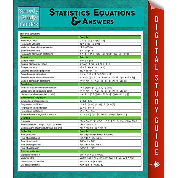 Statistics Equations & Answers / Dot EDU, Speedy Publishing