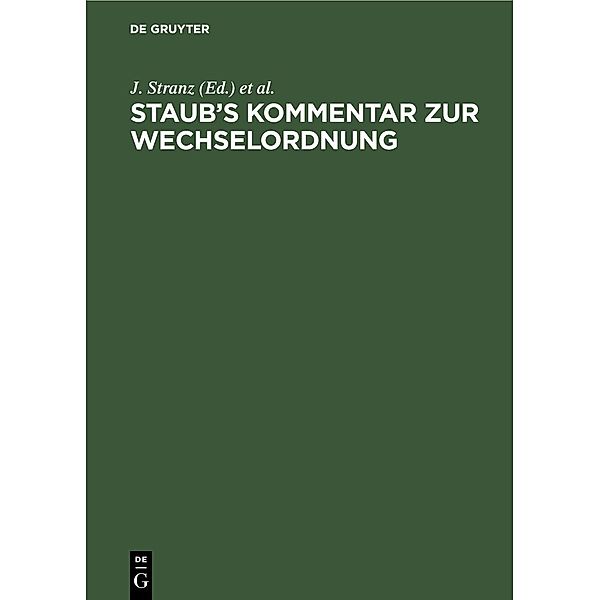 Staub's Kommentar zur Wechselordnung