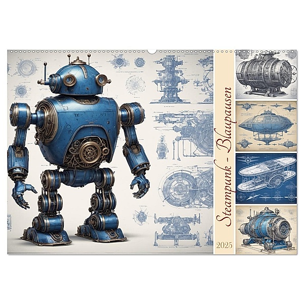 Steampunk - Blaupausen (Wandkalender 2025 DIN A2 quer), CALVENDO Monatskalender, Calvendo, Stanley Hinz