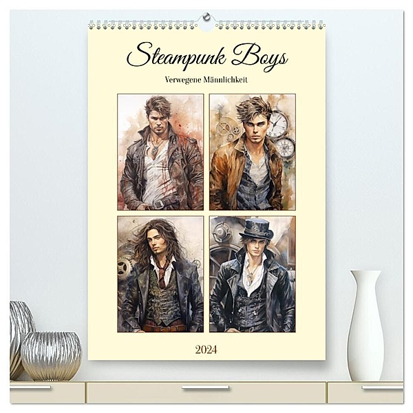 Steampunk Boys. Verwegene Männlichkeit (hochwertiger Premium Wandkalender 2024 DIN A2 hoch), Kunstdruck in Hochglanz, Rose Hurley