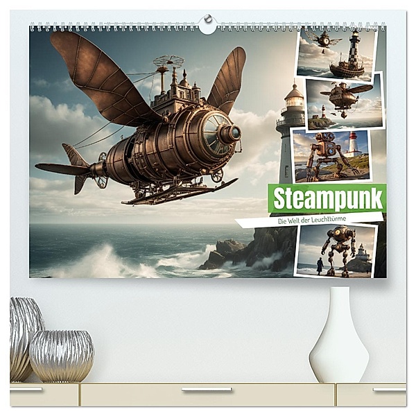 Steampunk - Die Welt der Leuchttürme (hochwertiger Premium Wandkalender 2025 DIN A2 quer), Kunstdruck in Hochglanz, Calvendo, Stanley Hinz