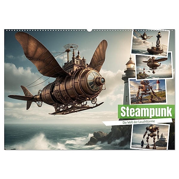 Steampunk - Die Welt der Leuchttürme (Wandkalender 2025 DIN A2 quer), CALVENDO Monatskalender, Calvendo, Stanley Hinz
